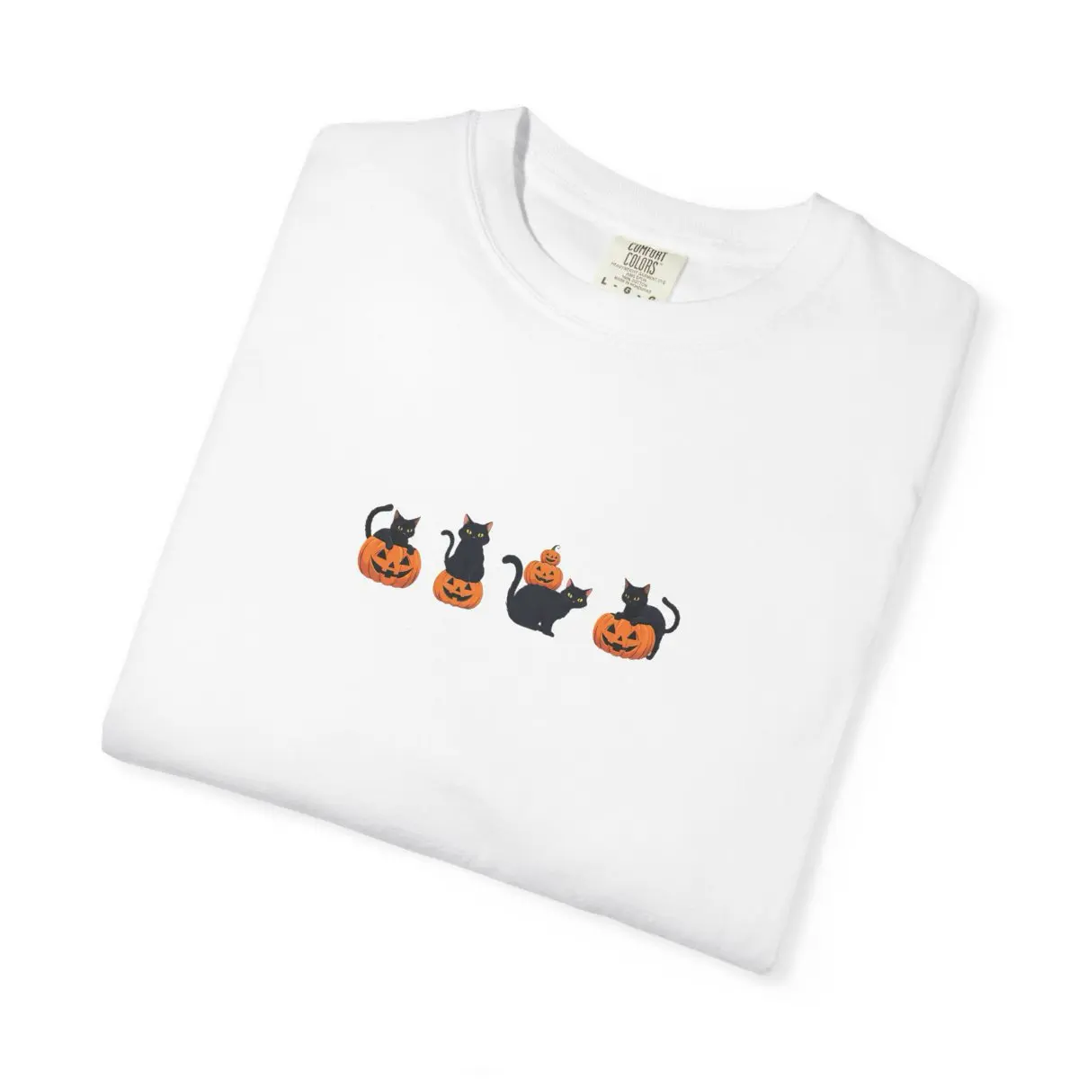 Cats + Pumpkins T-Shirt - White Folded